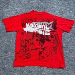 Volcom Mens XL Red Graphic Collage Basic Tee Short Sleeve Skater T-Shirt